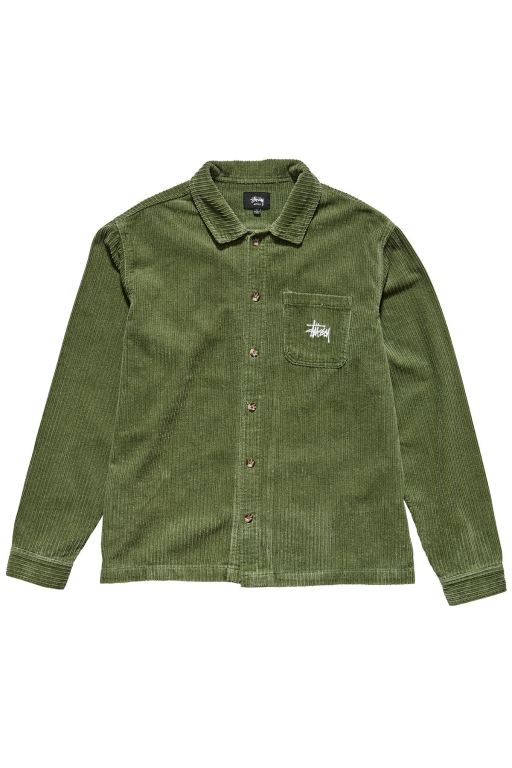 Stussy Mens Murphy Cord LS Shirts Green - FNVPO0129